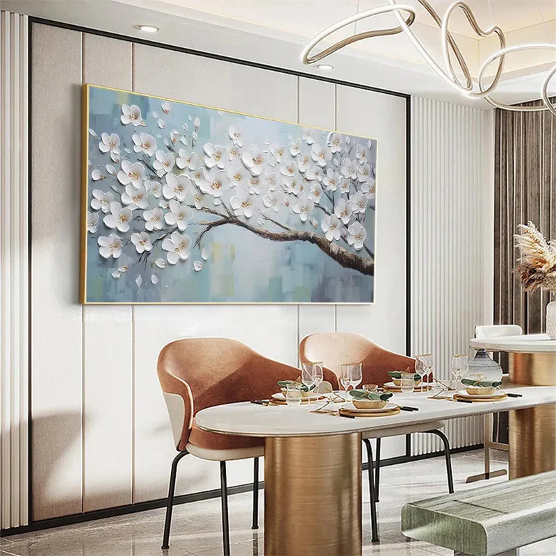 White Magnolia Textured Painting
