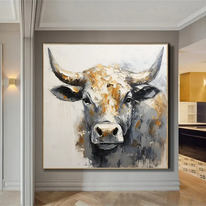 Golden Strength Bull Painting