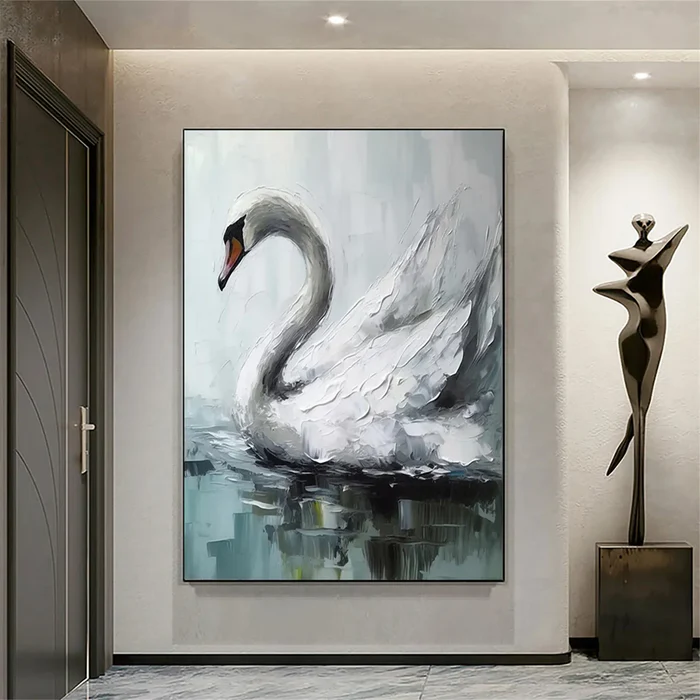 Serenity White Swan Painting