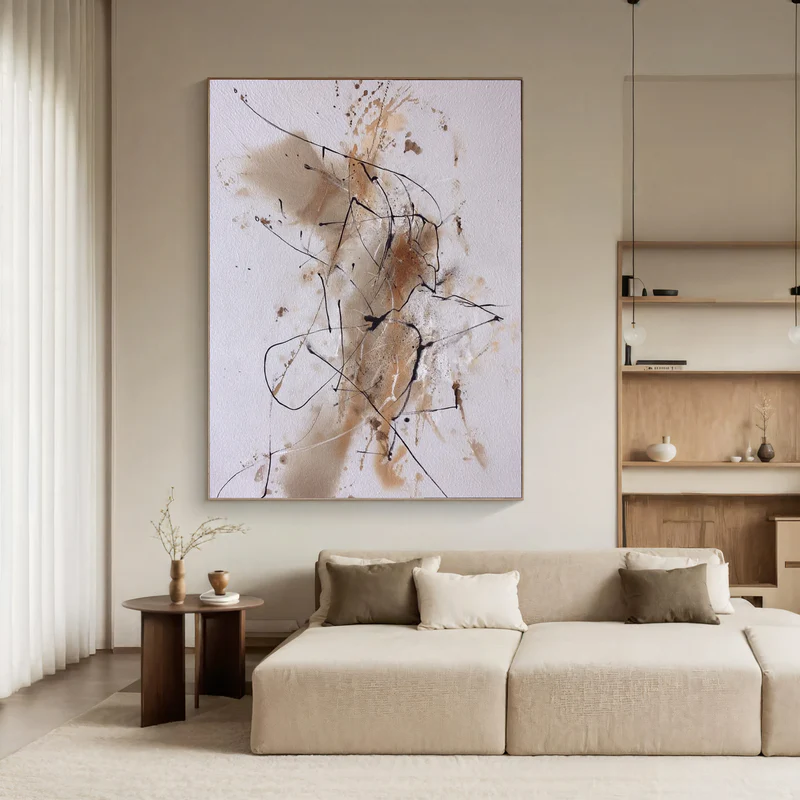 Chaotic Beige Abstract Painting