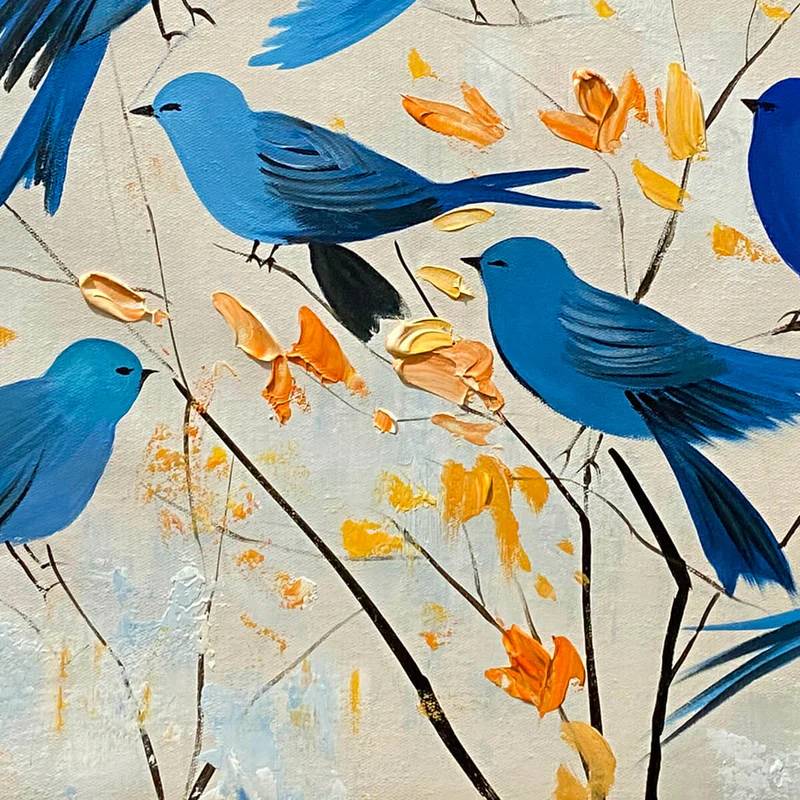 Blue Bird Abstract Painting