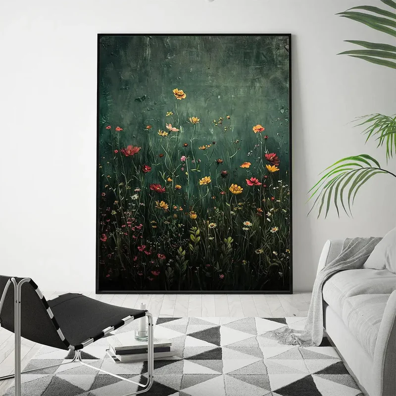 Twilight Meadow Floral Painting