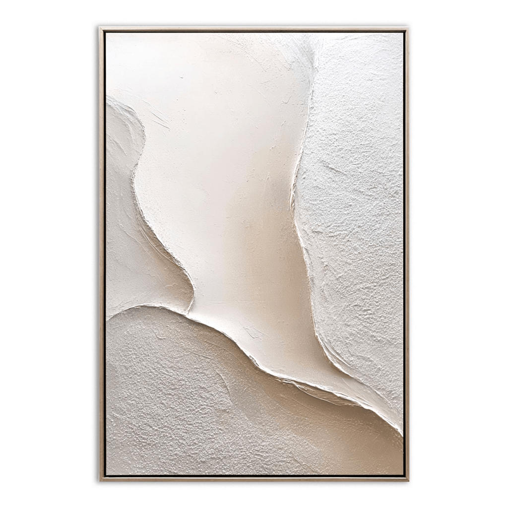Minimalist Beige White Abstract Painting - Textured Wall Art Canvas - Oil Painting for Living Room Bedroom Office Entryway Hallway