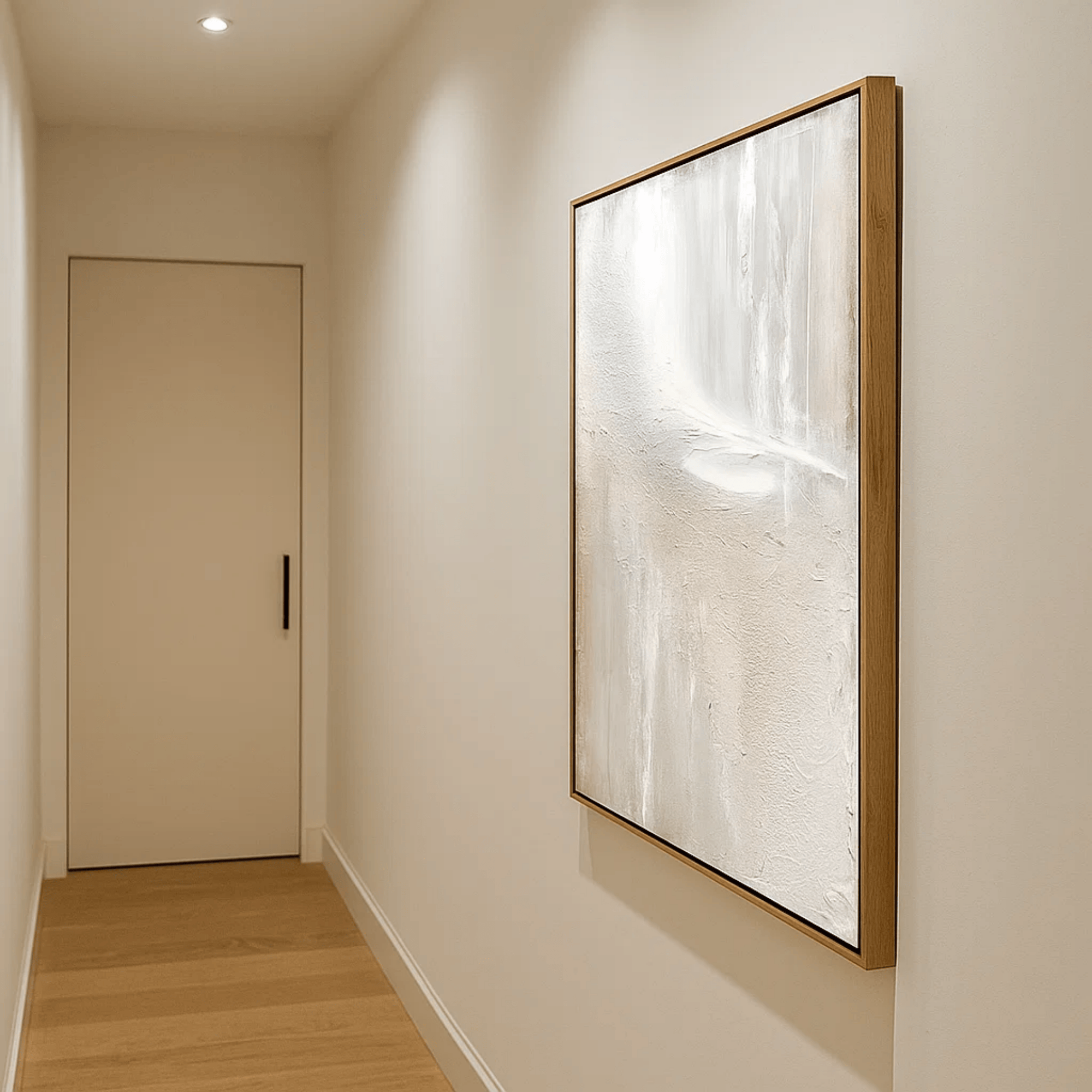 Minimalist Neutral Abstract Painting - Beige White Textured Wall Art Canvas - Oil Painting for Living Room Bedroom Office Entryway Hotel