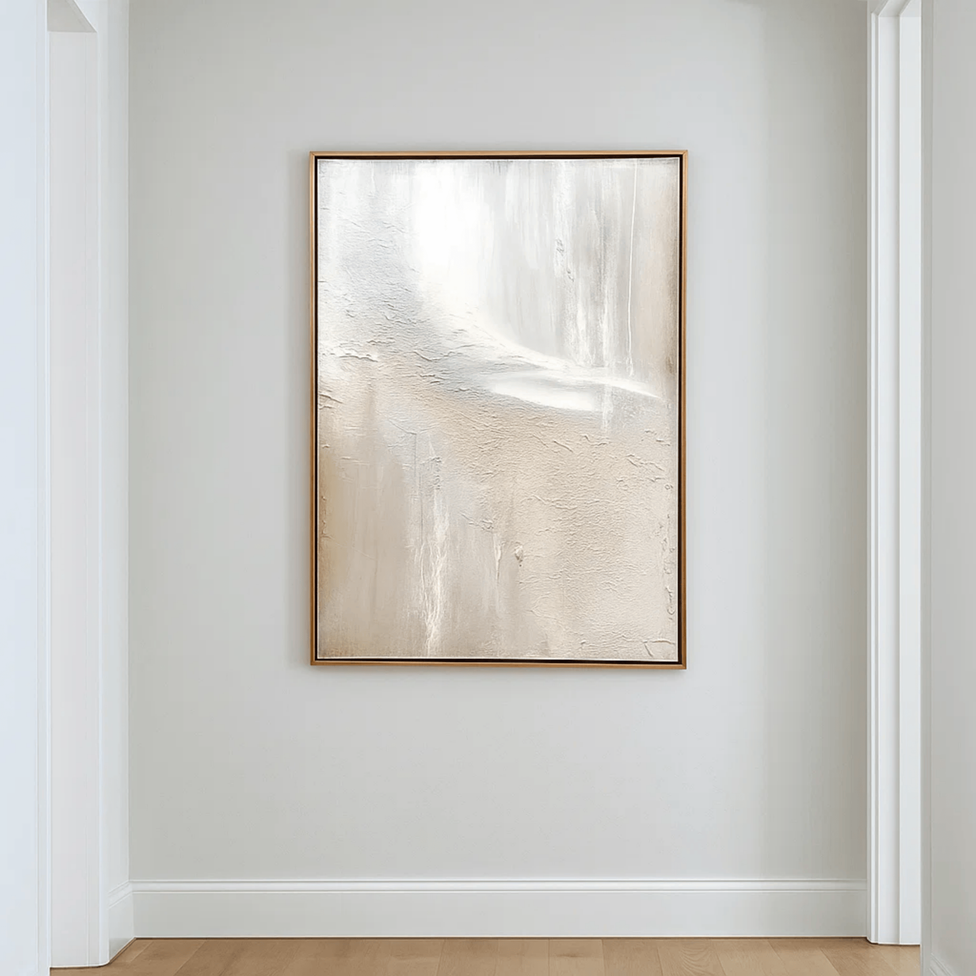 Minimalist Neutral Abstract Painting - Beige White Textured Wall Art Canvas - Oil Painting for Living Room Bedroom Office Entryway Hotel