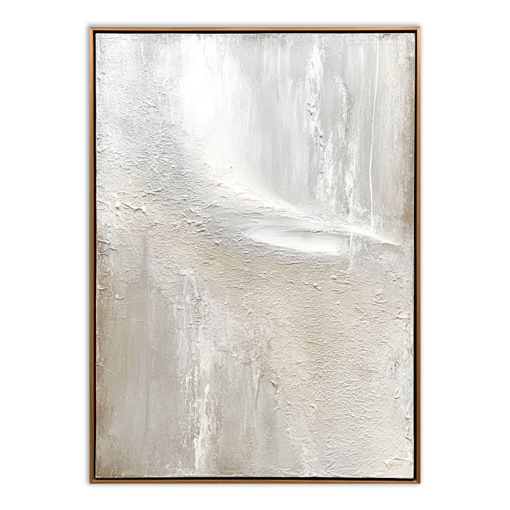 Minimalist Neutral Abstract Painting - Beige White Textured Wall Art Canvas - Oil Painting for Living Room Bedroom Office Entryway Hotel