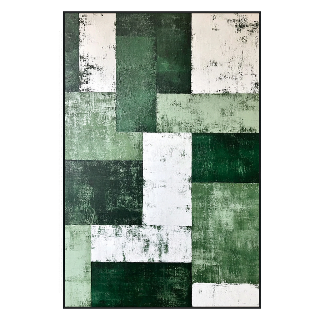 Verdant Geometry Abstract Painting