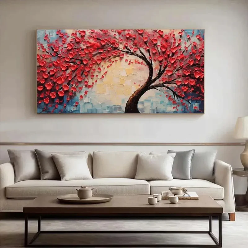 Red Blossom Textured Painting
