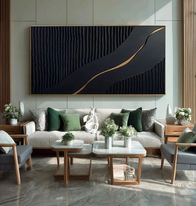 Black Minimalist Textured Painting