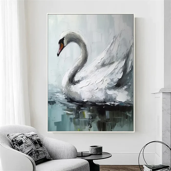 Serenity White Swan Painting