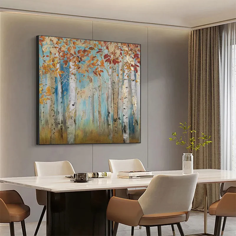 Autumn Birch Forest Oil Painting