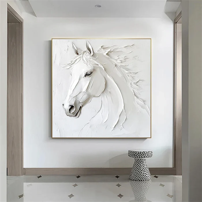 Pure Majesty White Horse Textured Painting