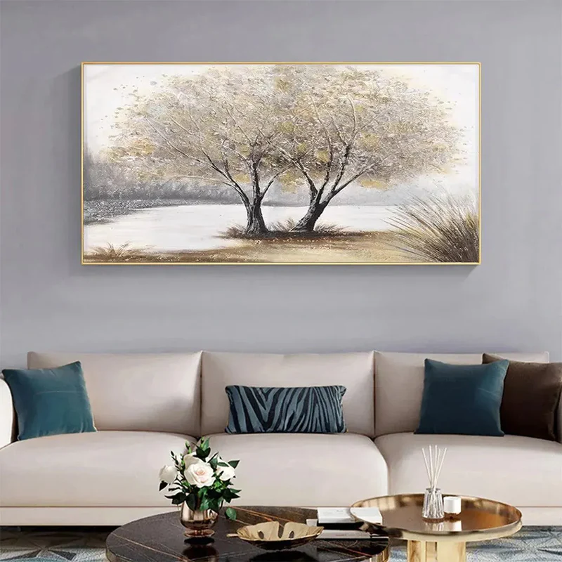 Tree by the Lake Textured Painting