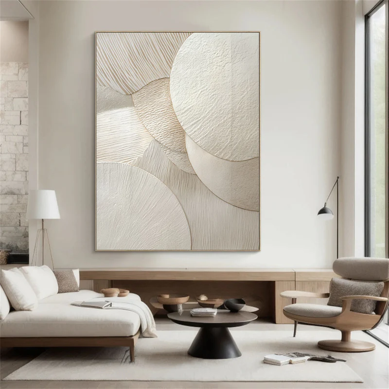 Ivory Echo Layered Circle Abstract Painting