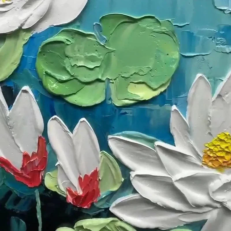 White Lotus Textured Painting