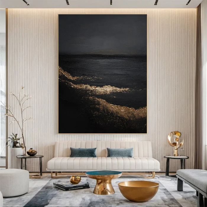 Golden Tide Abstract Painting
