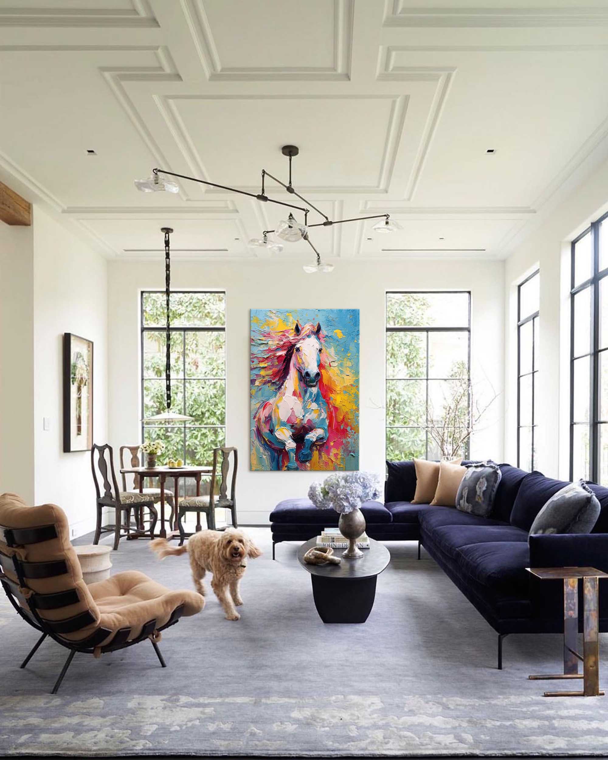 Vibrant Spirit: A Colorful Horse Wall Art for Living Room Decor