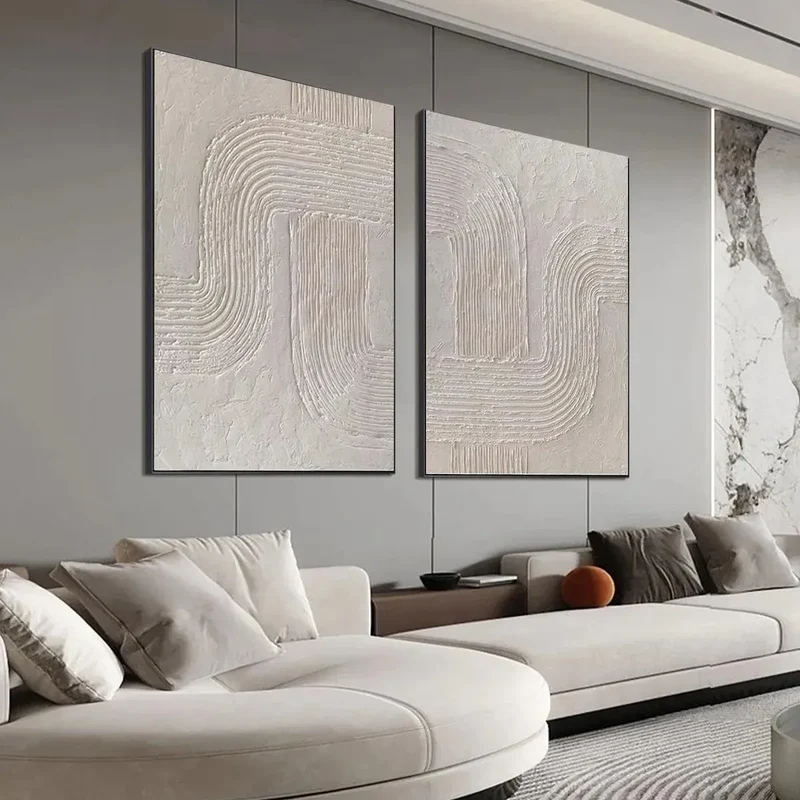 Set of 2 Minimalist Textured Paintings
