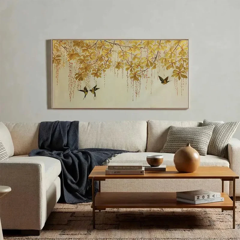 Birds and Vine Textured Painting