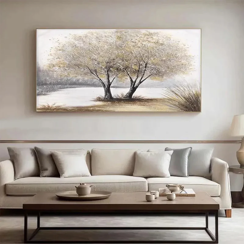 Tree by the Lake Textured Painting