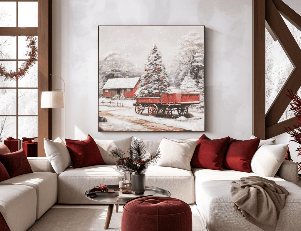 Christmas Pine Glow – Snowy Holiday Landscape Painting