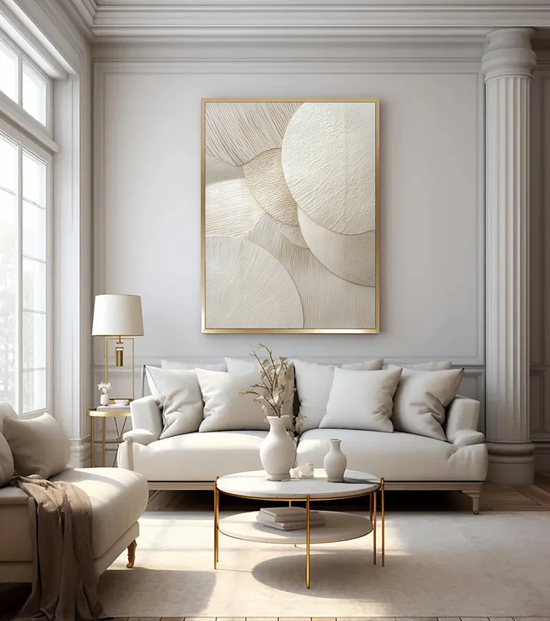 Ivory Echo Layered Circle Abstract Painting