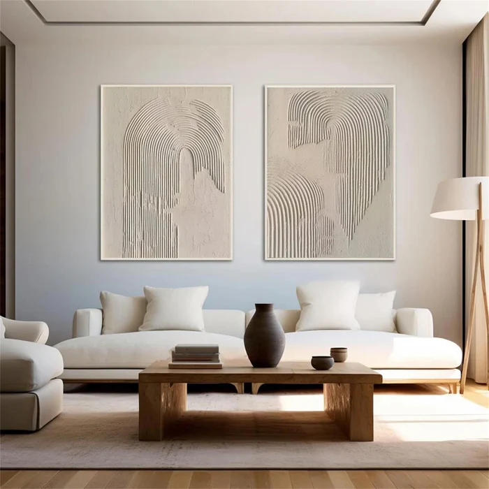 Ethereal Arches Minimal Textured Painting Set Set of 2