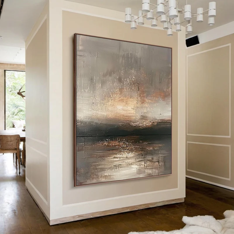 Ember Mist Abstract Landscape Painting