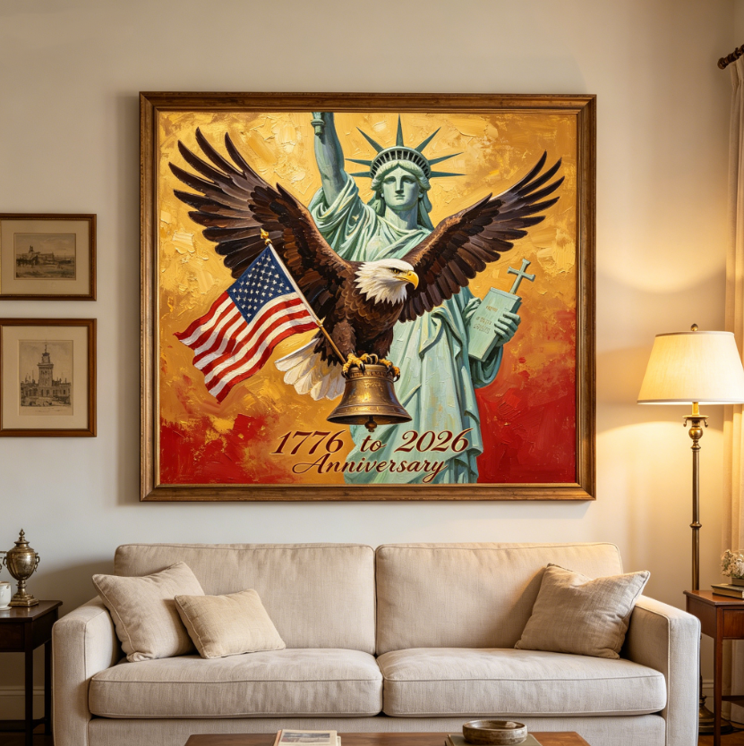 🎆 Oil Painting Commemorating the 250th Anniversary of the Founding of the United States 🎖️ 1776 – 2026 | Celebrating 250 Years of Glorious History