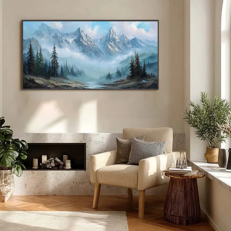 Blue Mist Mountain Landscape Painting