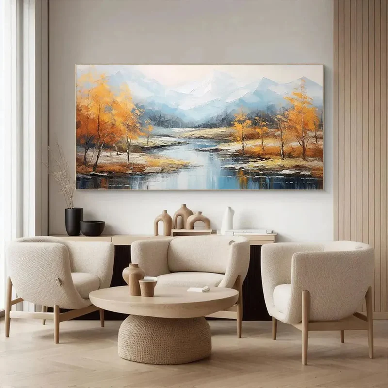 Autumn River Landscape Painting
