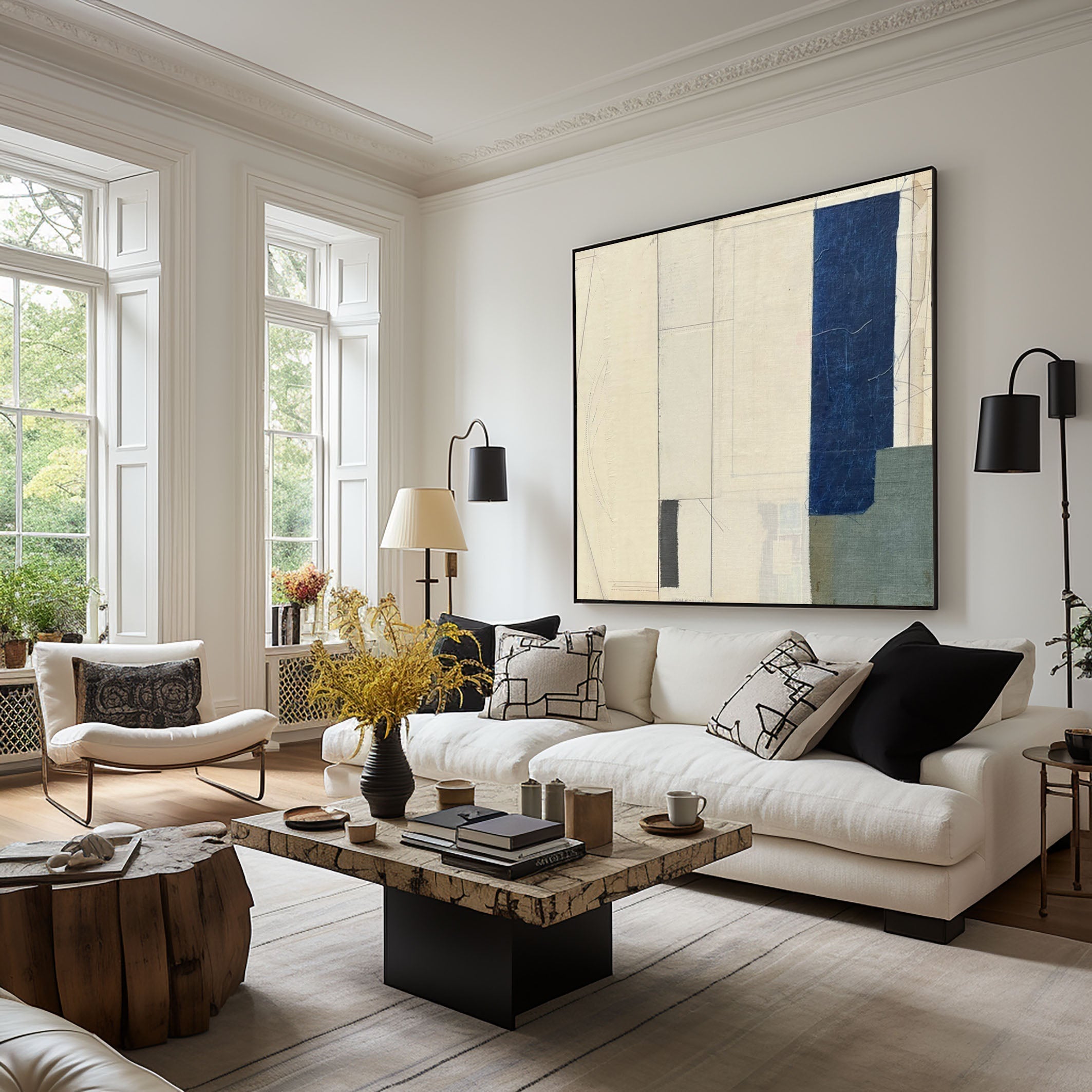 Deep Indigo Modern Abstract Painting