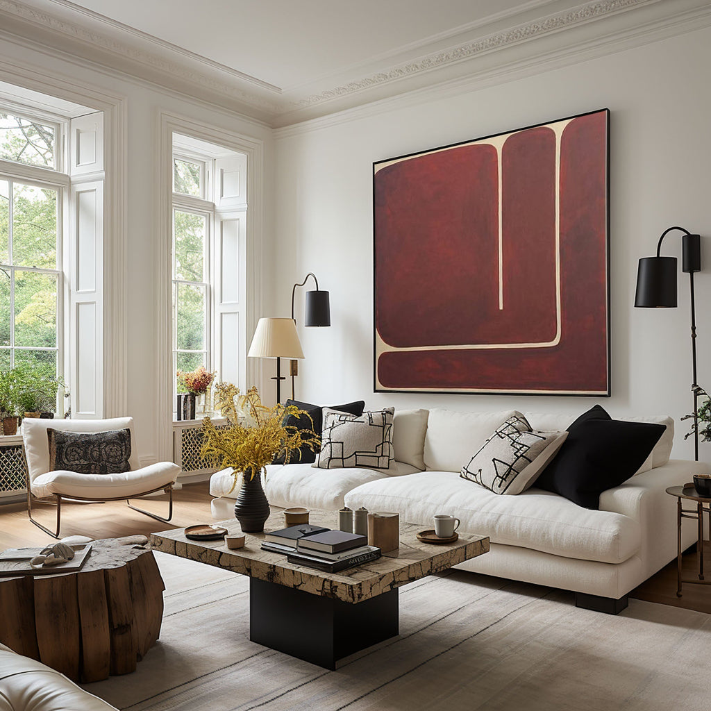 Crimson Pathway Modern Abstract Painting