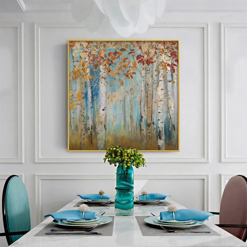 Autumn Birch Forest Oil Painting