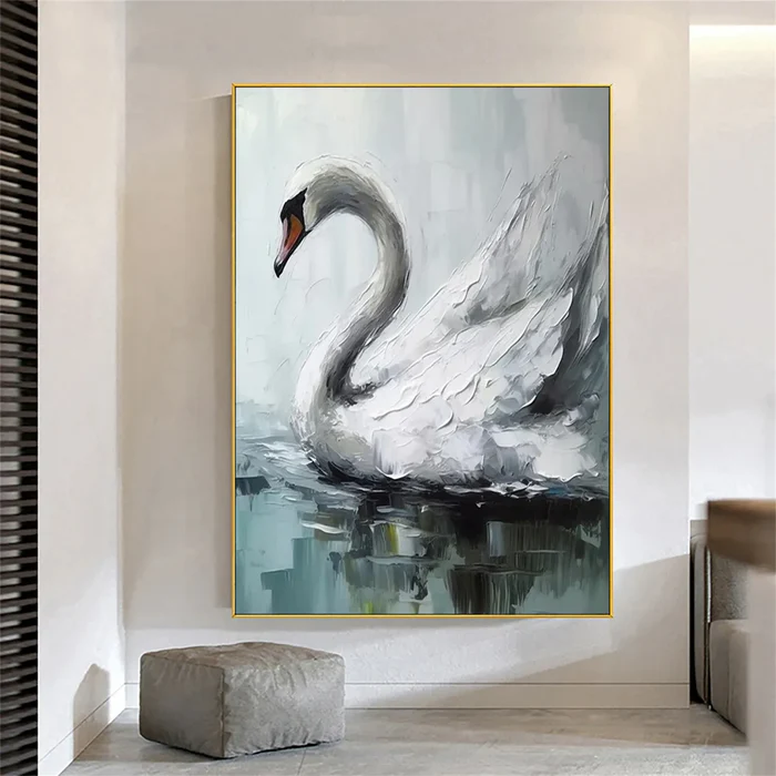Serenity White Swan Painting
