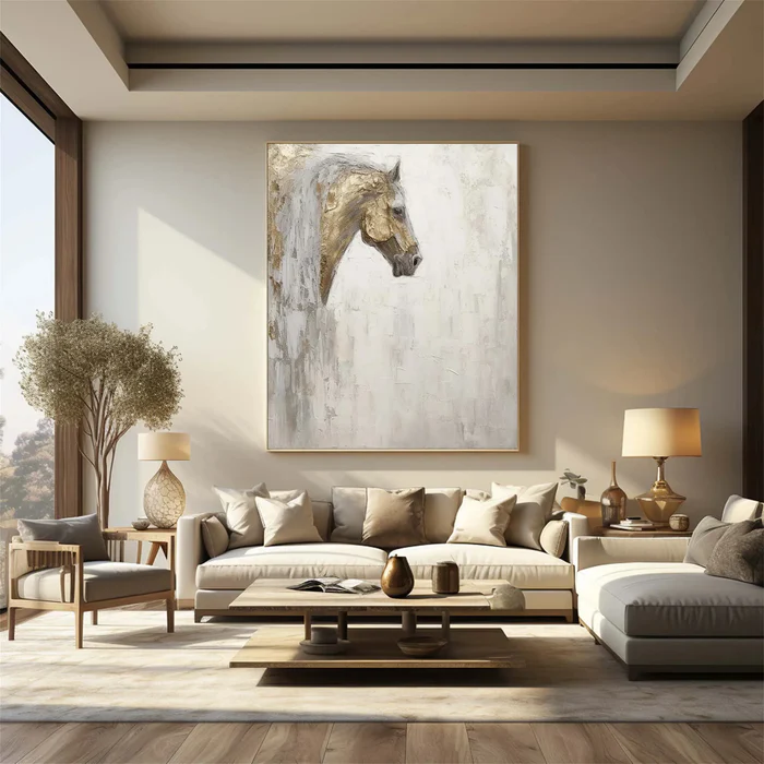 Golden Grace Horse Textured Painting