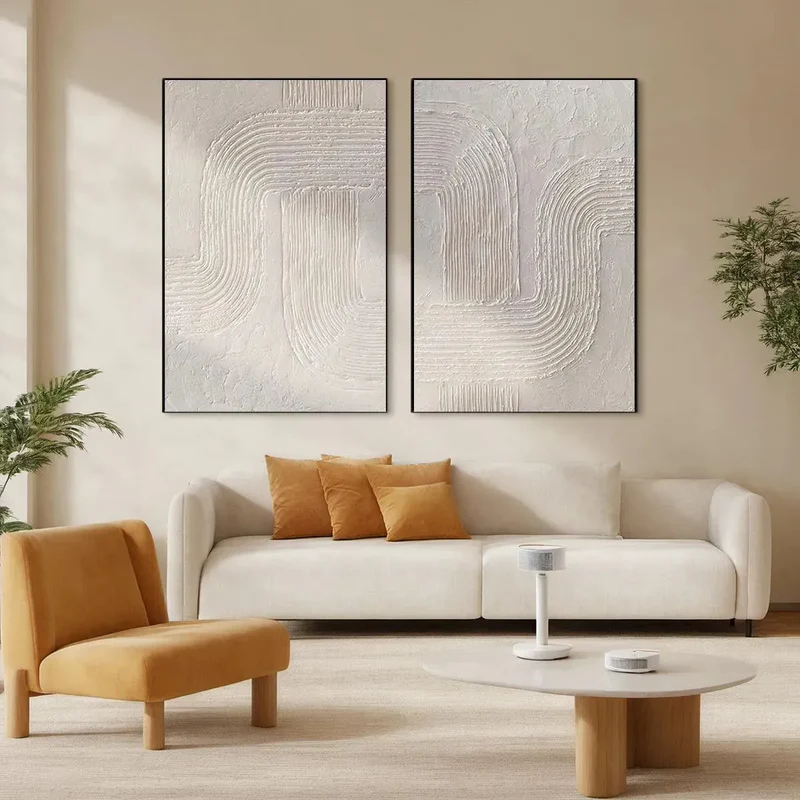 Set of 2 Minimalist Textured Paintings