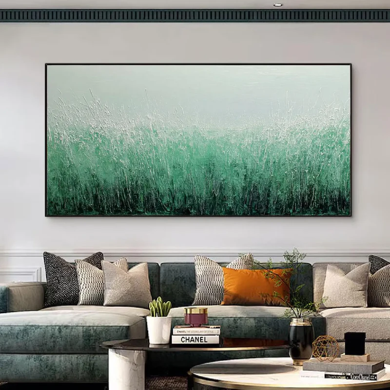 Emerald Mist Textured Grass Painting