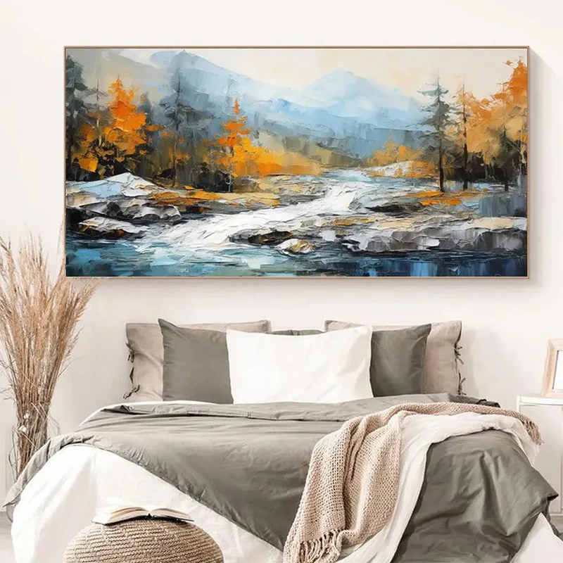 Mountain River Textured Painting