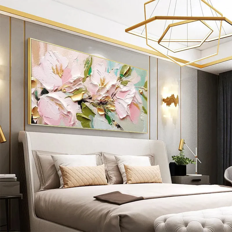 Soft Pink Magnolia Textured Painting