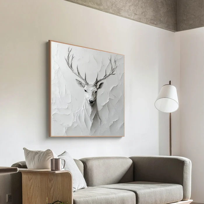 Silent Grace Deer Textured Painting #AR013