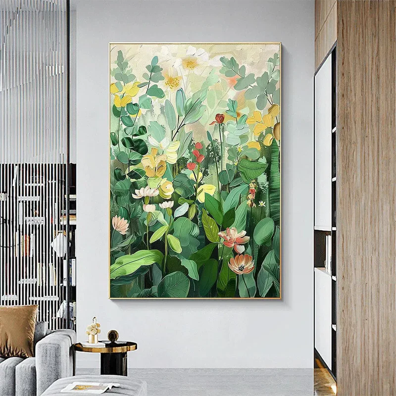 Green Botanical Textured Painting