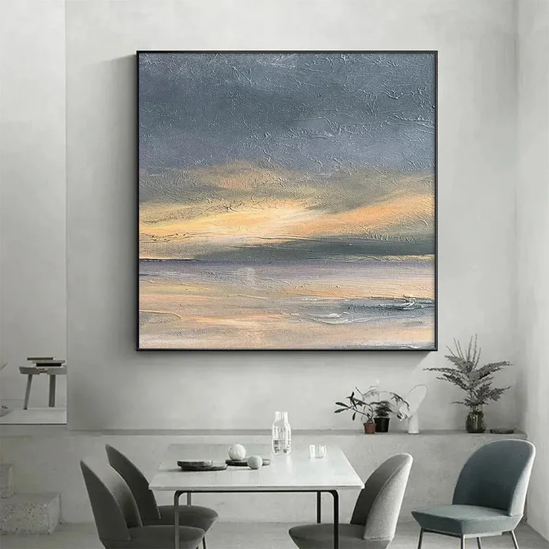 Misty Seascape Textured Painting