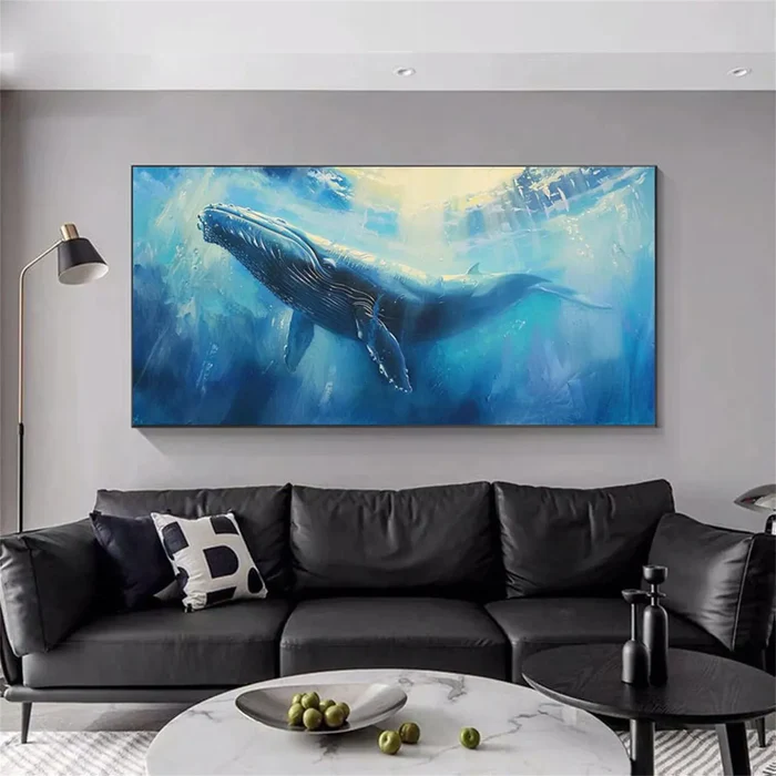 Ocean Dawn Blue Whale Painting