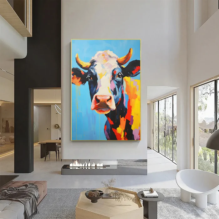Radiant Meadow Cow Painting