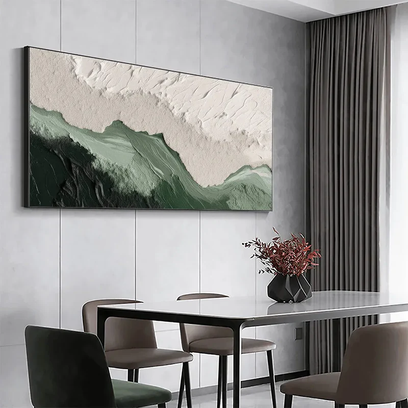 Mist Valley Textured Green Abstract Painting