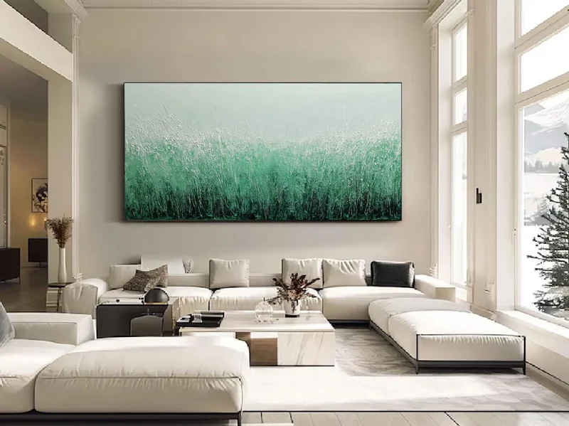 Emerald Mist Textured Grass Painting