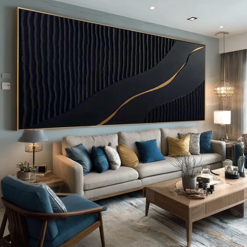 Black Minimalist Textured Painting