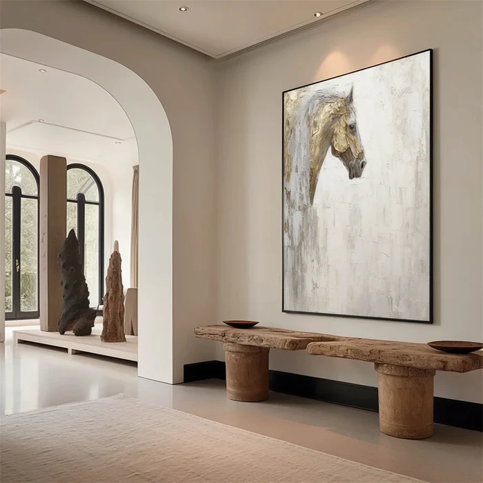 Golden Grace Horse Textured Painting