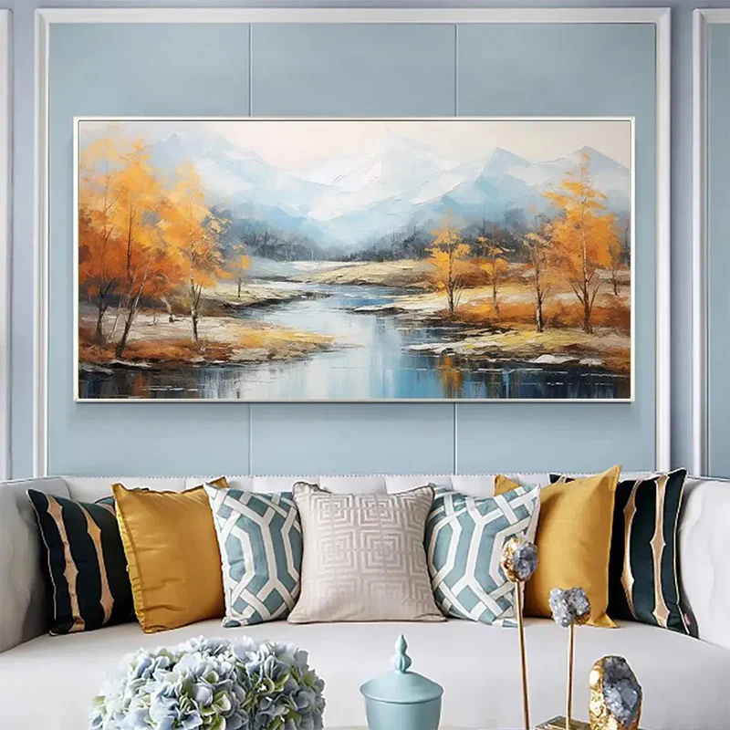 Autumn River Landscape Painting